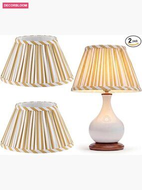 2 Pack Small Pleated Lamp Shades Bell Fabric for Table Lamps 10x5.9